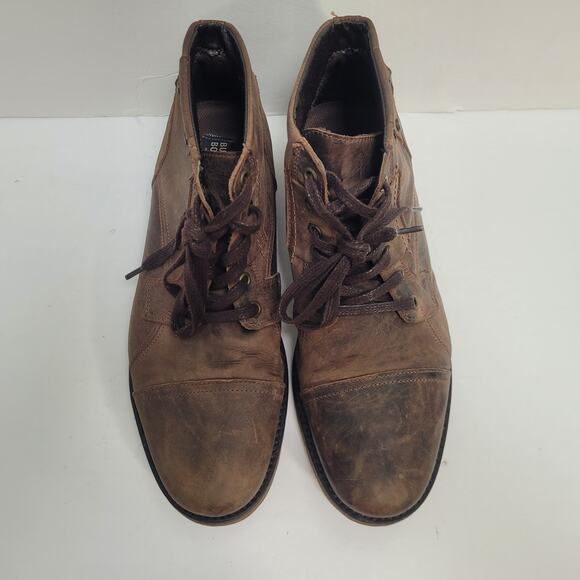 Bullboxer Brosus Mens Ankle Boots Brown Leather Lace-Up Cap Toe Distressed Sz 10 - Picture 9 of 13